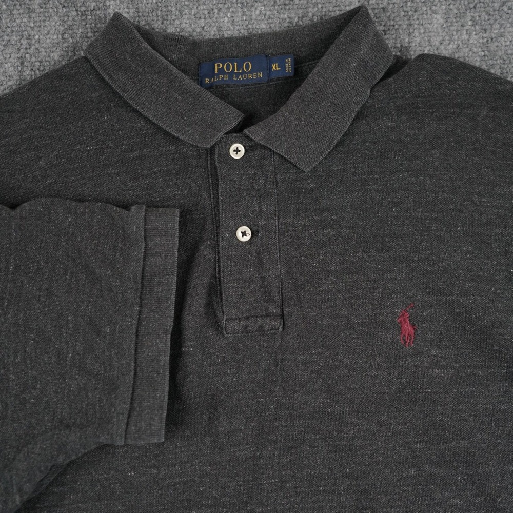 Polo Ralph Lauren Mens XL Charcoal Grey Heather Short Sleeve Pony‎ Logo Polo